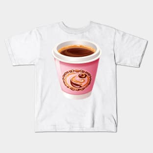 Pink Coffee Cup Kids T-Shirt